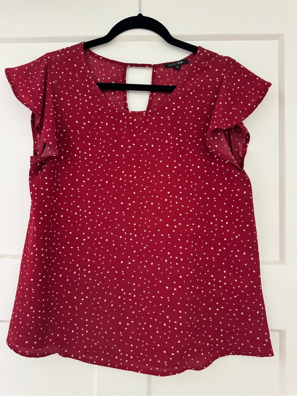Papermoon Red Polka Dot Flutter Sleeve Blouse